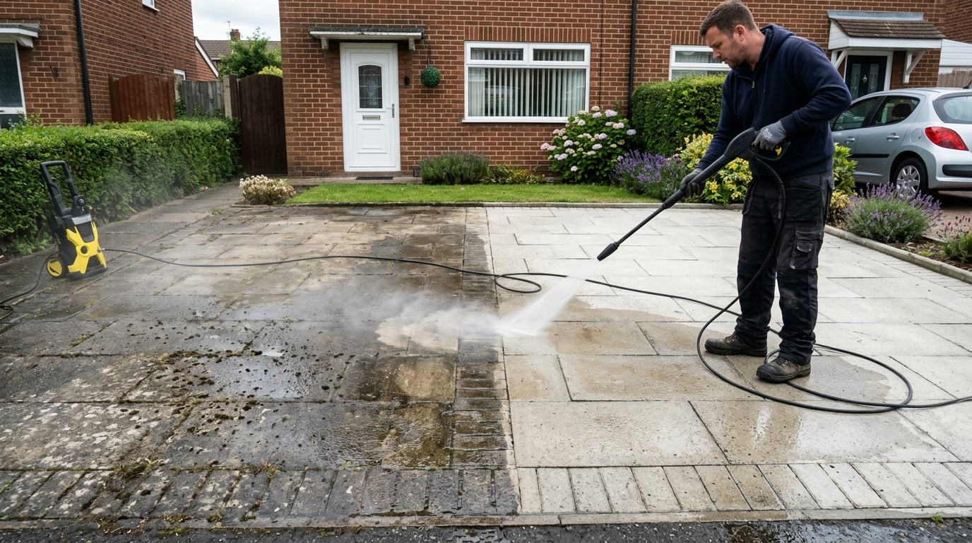 Driveway pressure washing and cleaning